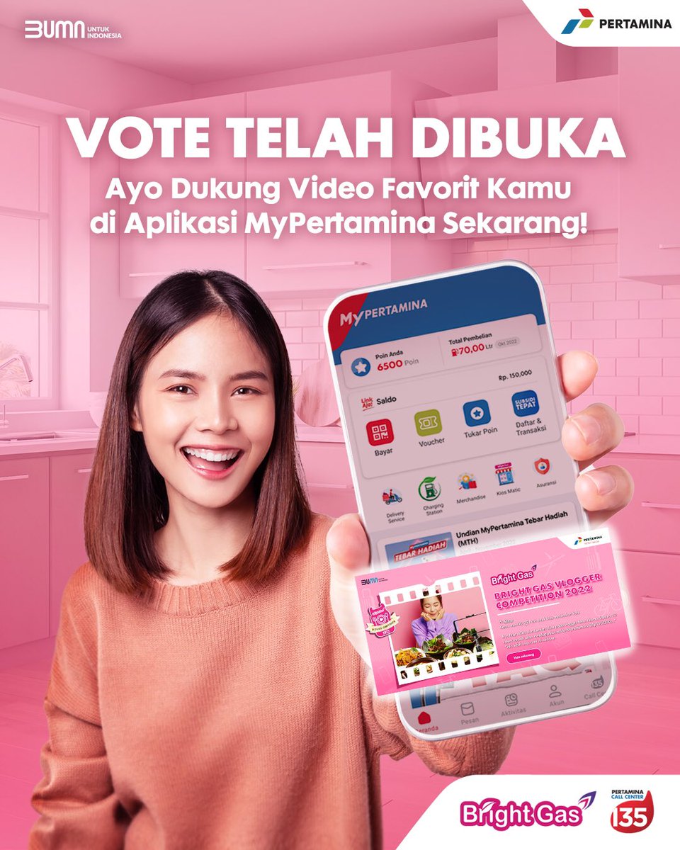 PertaminaRJBT's tweet photo. VOTE DIBUKA!

Ayo dukung video review makanan khas favorit kamu di Bright Gas Vlogger Competition 2022 sekarang buat jadi juaranya! https://t.co/AM4EStPc8V
