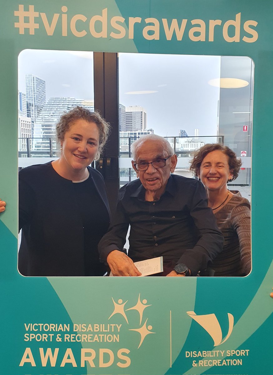SJSly's tweet photo. Grabbing a moment with the legendary Kevin Coombs &amp; quietly effective Sara Anderson (Chair @disabilitysprt ) before the awards start. Planning to spend evening scouting out recognition for Wheelchair Rugby for next year #vicdsrawards #achievement #WheelchairRugby https://t.co/FWqBp6CdBp
