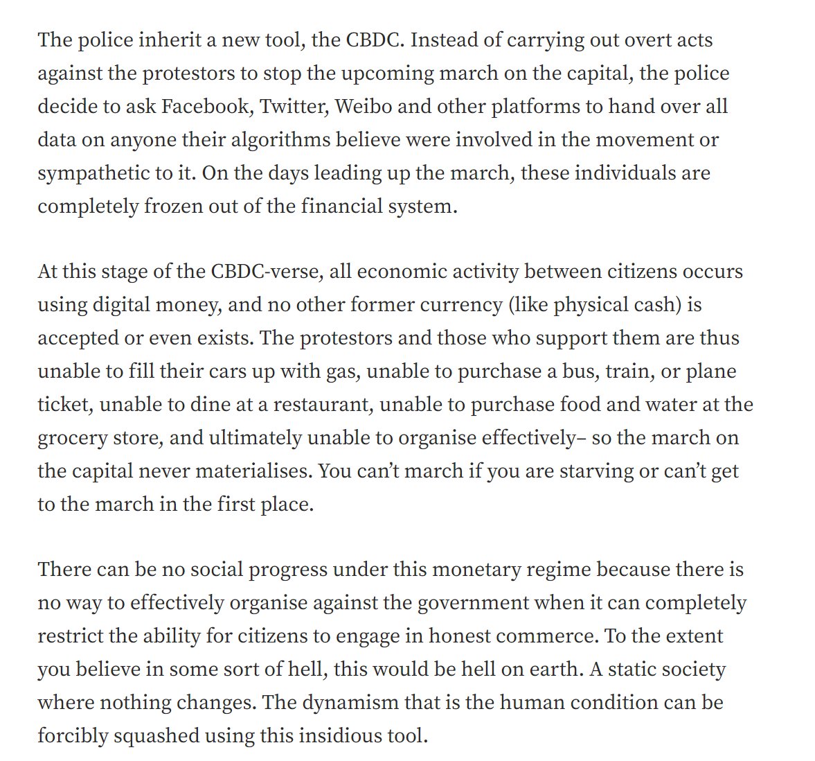 1/ Full "Freedom to Transact" vibes from <a href="/CryptoHayes/">Arthur Hayes</a> in his CBDC piece