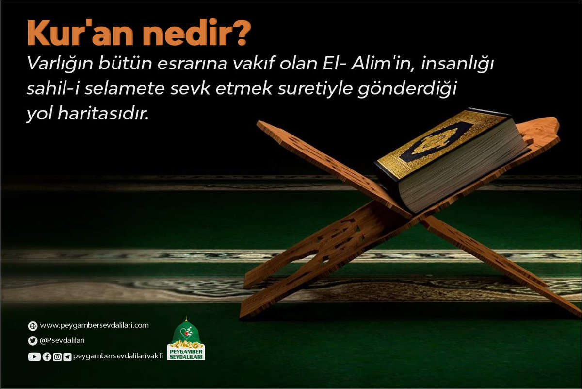 Kur’an nedir? Varlığın bütün esrarına vakıf olan El-Alim’in, insanlığı sahil-i selamete sevk etmek suretiyle gönderdiği yol haritasıdır.