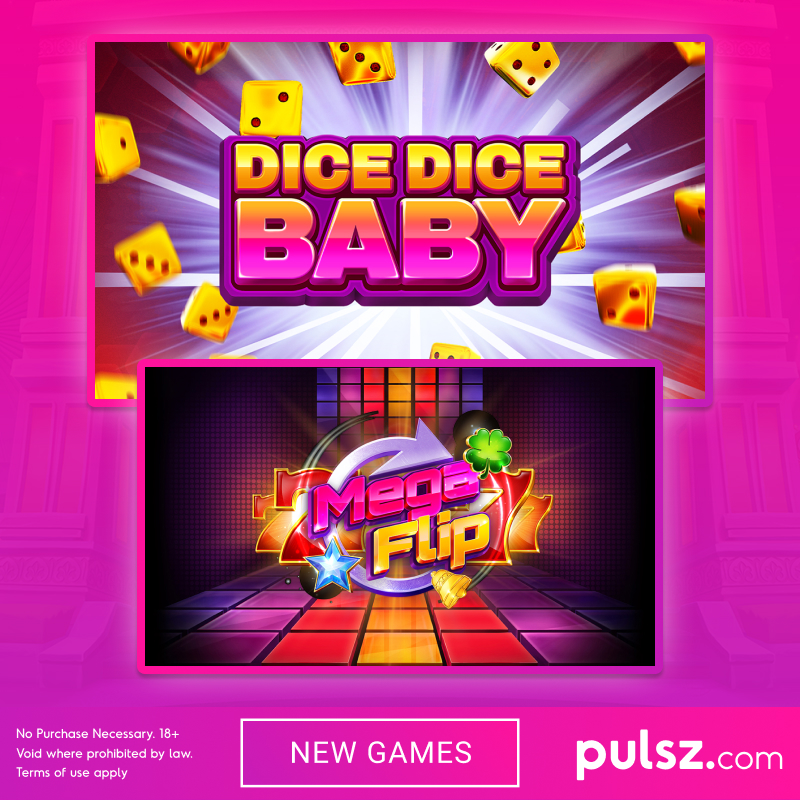 ✨ WE&#39;RE BACK IN VEGAS BABY ✨

&#127920; Dice Dice Baby has Free Spins, Wild Reels, and Scatters to trigger in each spin. &#127922;
&#127920; Mega Flip has Scatters all around with Free Spins and Re-Spins that will flip. &#128257;

What happens in Pulsz shouldn&#39;t stay in Pulsz &#128073;  &#127747;