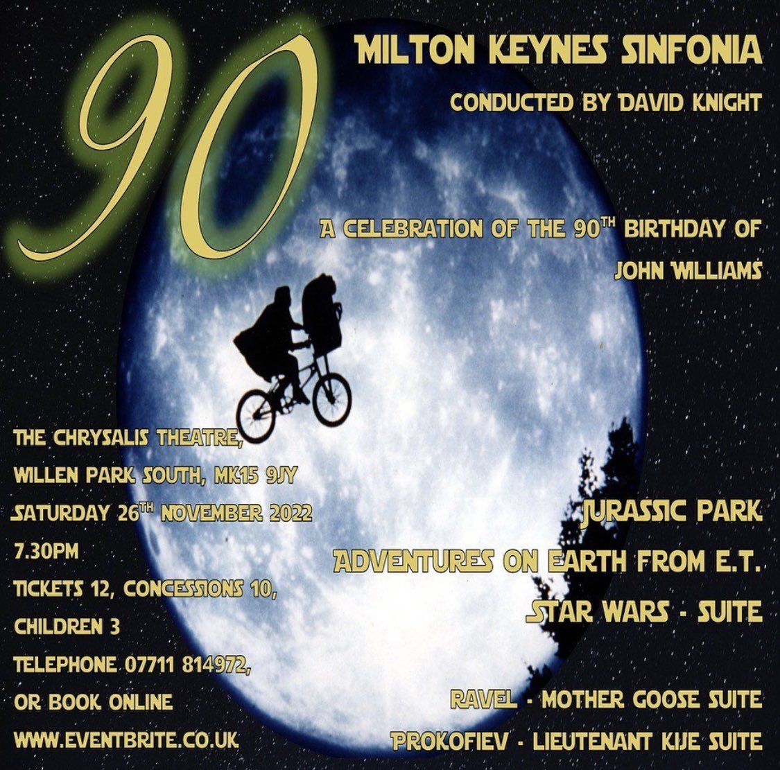 Tickets on sale for our #miltonkeynessinfonia #concert in celebration of the 90th birthday of #johnwilliams eventbrite.co.uk/e/milton-keyne…
