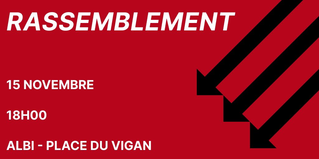 Contre la montée de l’extrême droite à Albi, rassemblons nous le 15 novembre à Albi sur la place du vigan à 18h00.

npa81.org/posts/jeunesse…

#antifa #antifascisme #antiracisme #antihomophobie #npa