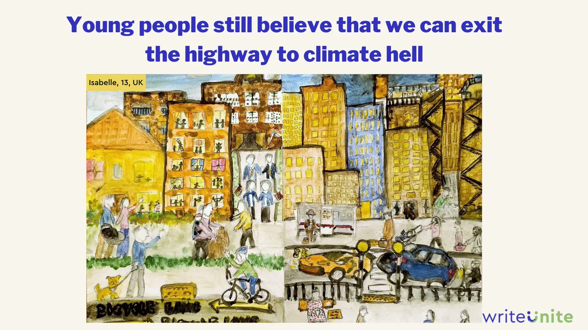 UN Secretary General warns that the world is on a ‘highway to climate hell’. But many young people still have hope that another world is possible. We just need to make their voices heard. WriteUnite’s global art exhibition starting Nov 14th is striving to do just that. #COP27