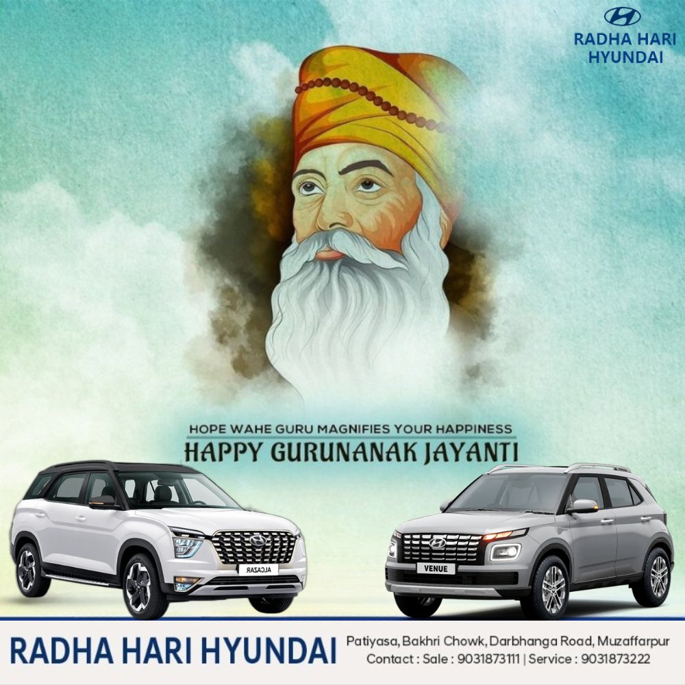 May Guru Nanak Dev Ji inspire you to achieve your goals, bless you with peace and eternal joy. 

#gurunanakdevji
#gurunanak
#radhaharihyundai
#radhahari
#HyundaiIndia
#hyundai