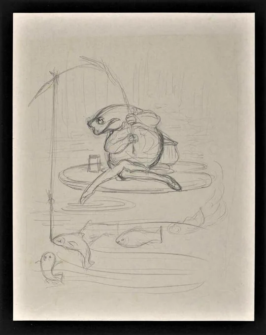 ビアトリクス・ポターのジェレミー・フィッシャーどんの鉛筆のラフとてもかわいい。
原稿を出版社に持ってったら「カエルの絵本を買う人はいない」て最初はボツになったそう。
ポターでもボツになってたのでボツなんて、へのへのカッパということにします。 