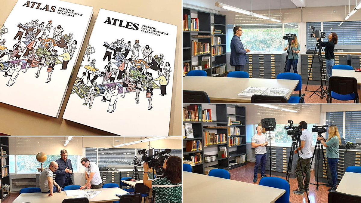 bibliotequesuv's tweet photo. El 4 de novembre, a la #CartotecaUV, @apunt_media  🎬 va gravar una entrevista al catedràtic de la @FacGeoiH🎓, Jorge Hermosilla, i al director de @GVAcartografic👓🌎, Xavier Navarro, al voltant de la publicació de l’Atles temàtic de la CV.
#bibliotequesuv #UV #Mapes #Planols https://t.co/eI3dTaONzT