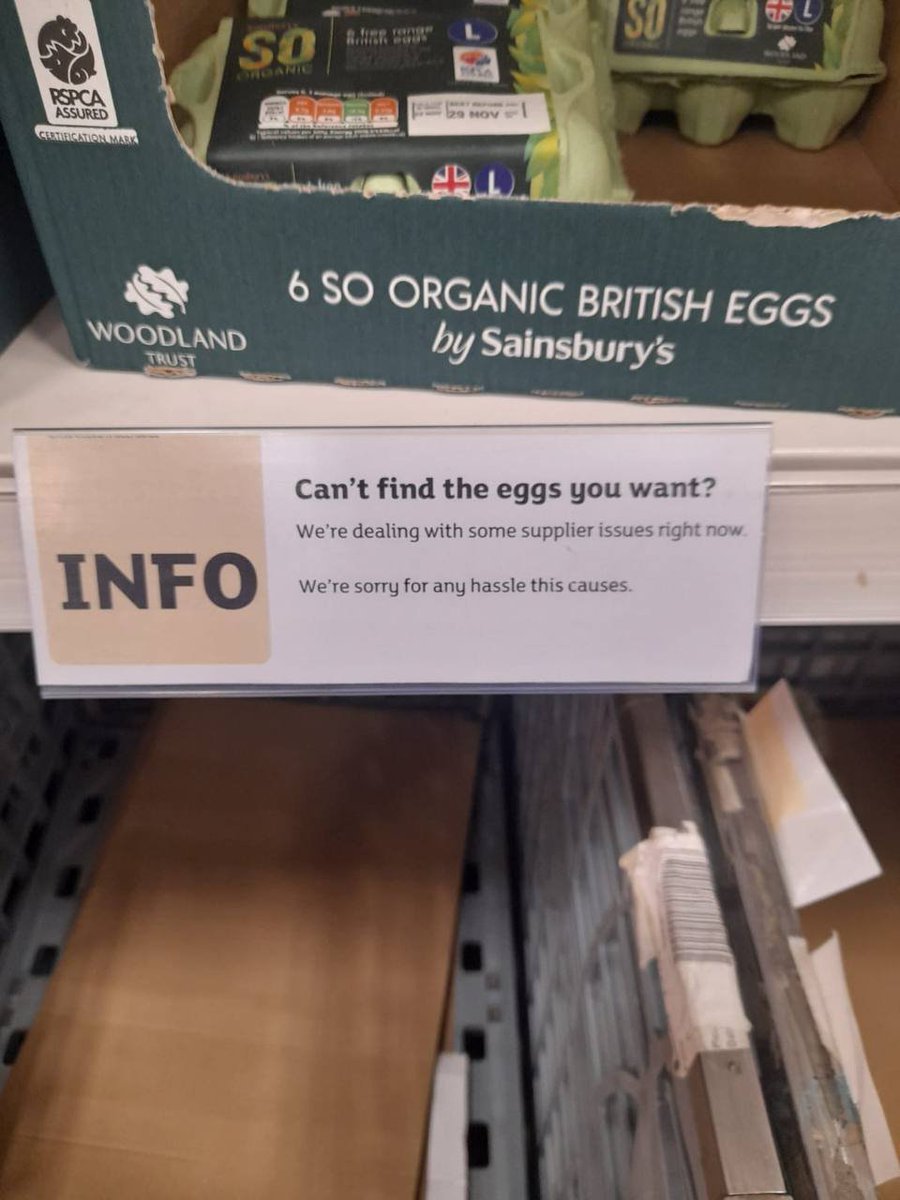 Read it and weep. Apparently <a href="/sainsburys/">Sainsbury's</a>  lack of eggs is down to 'supplier issues'. Nothing to do with their buyers and nothing to do with their short-sighted managers and accountants who ignored all the warnings. Photo: @dougwanstall