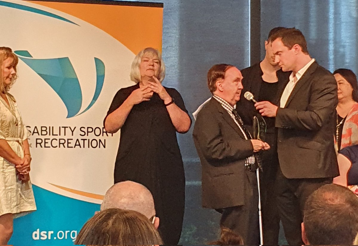 SJSly's tweet photo. Listening to Victorian Blind Sports & Rec accept award for Zoom solution designed for vision impaired people during #COVID. Don't anyone ever ever ever again complain to me about having to do online meetings. Talk about perspective #innovation #vicdsrawards https://t.co/ACy4SN6yCb