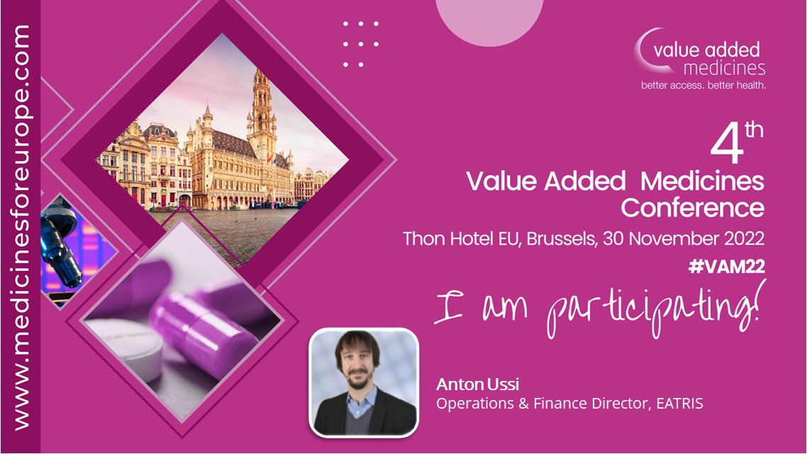 The Value Added Medicines Conference in Nov will explore the opportunities of VAMs to reduce unmet medical needs for #patients. Anton Ussi from EATRIS will be moderating a session on advancing #MedicinesRepurposing.

👉 More here: eatris.eu/events/4th-val… @medicinesforEU #VAM22