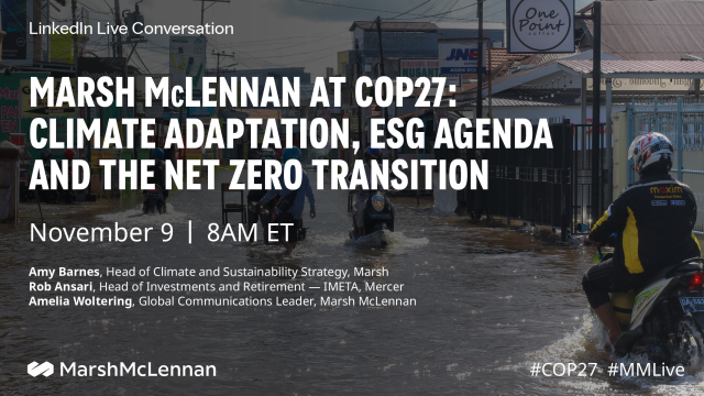 silkott's tweet image. How can the #insurance and #financial industry advance risk mitigation and resilience for #ClimateChange? Join Amy Barnes @MarshGlobal, Rob Ansari @Mercer_Inv &amp;amp; Amelia Woltering of Marsh McLennan on Nov 9th at 8AM ET for a live discussion: #MMLive #COP27 bit.ly/3ThaXvJ
