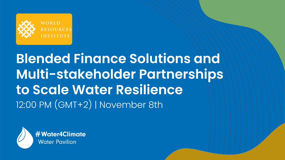 WRIafrica's tweet photo. The backlog for water and sanitation services in Africa now stands at $66 billion. Join @WorldResources at the #COP27 #WaterPavilion today & hear about the blended finance solutions delivering the catalytic funding the continent needs. #JustAndAmbitious
https://t.co/Q1kHKJuDYG https://t.co/D2z59BPakC