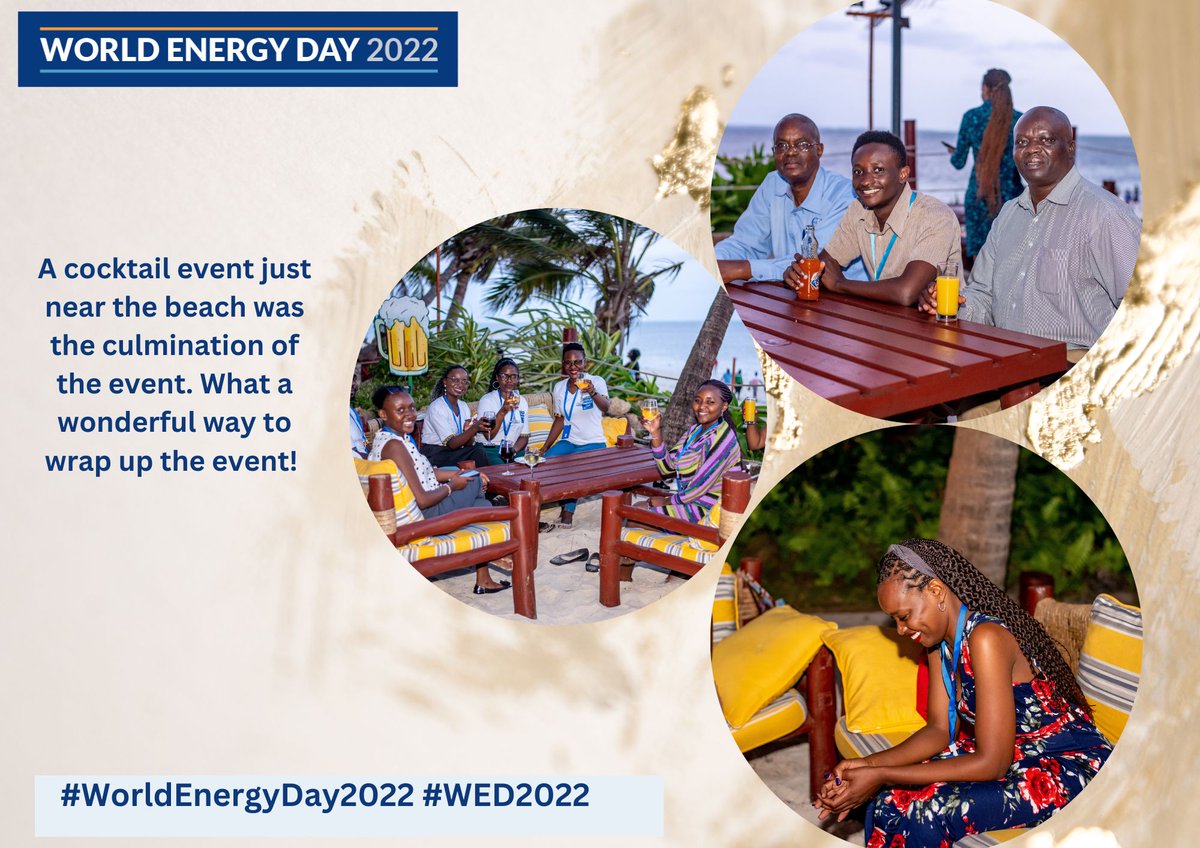 WorldEnergyDay's tweet photo. A cocktail event just near the beach was the culmination of the event. What a wonderful way to wrap up the event! @nekesa_liz
@IrvinKoech @EleenKorir @atieno__omondi @LinNJERI @OjungaR 
#WorldEnergyDay2022
 #WED2022 https://t.co/hiQO26h4xw