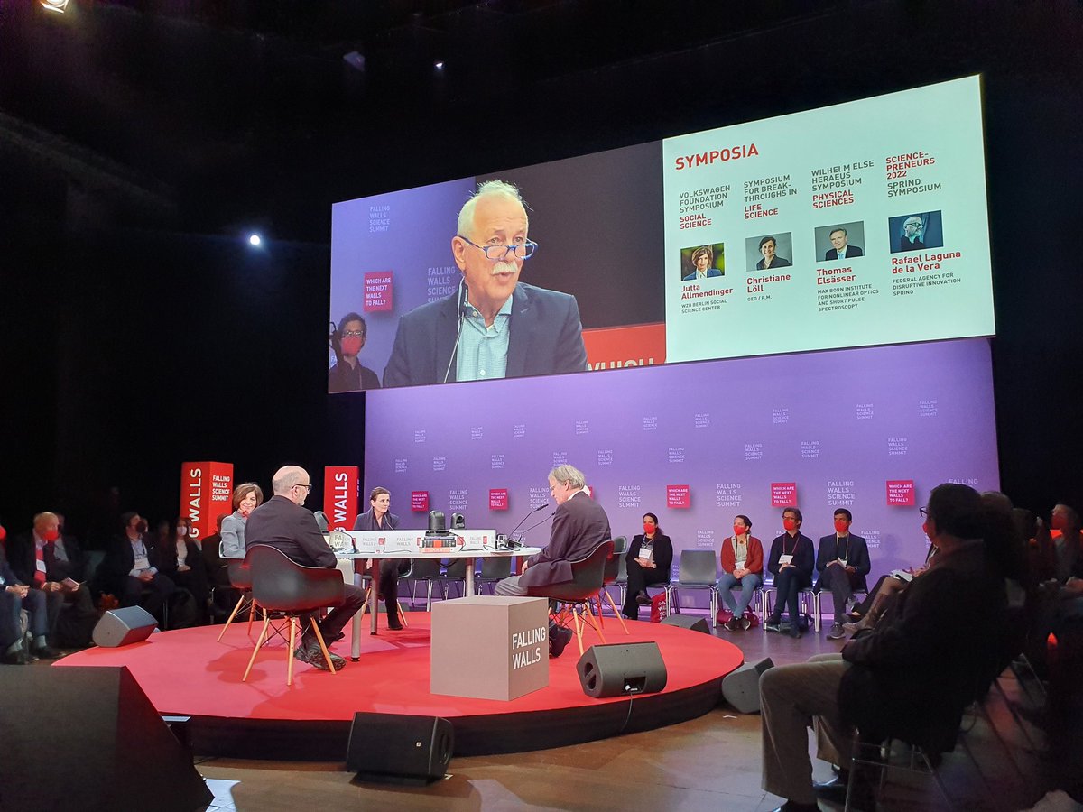 The symposia day at <a href="/Falling_Walls/">Falling Walls</a> starts with a short Round Table intro with Jürgen Mlynek, <a href="/JA_Allmendinger/">Jutta Allmendinger</a>, <a href="/LoellChristiane/">Christiane Loell</a>, Thomas Elsässer (MBI <a href="/FVB_adlershof/">Forschungsverbund Berlin</a>) &amp; <a href="/rafbuff/">Rafael Laguna de la Vera</a>. 
There is a lot to be discussed today!