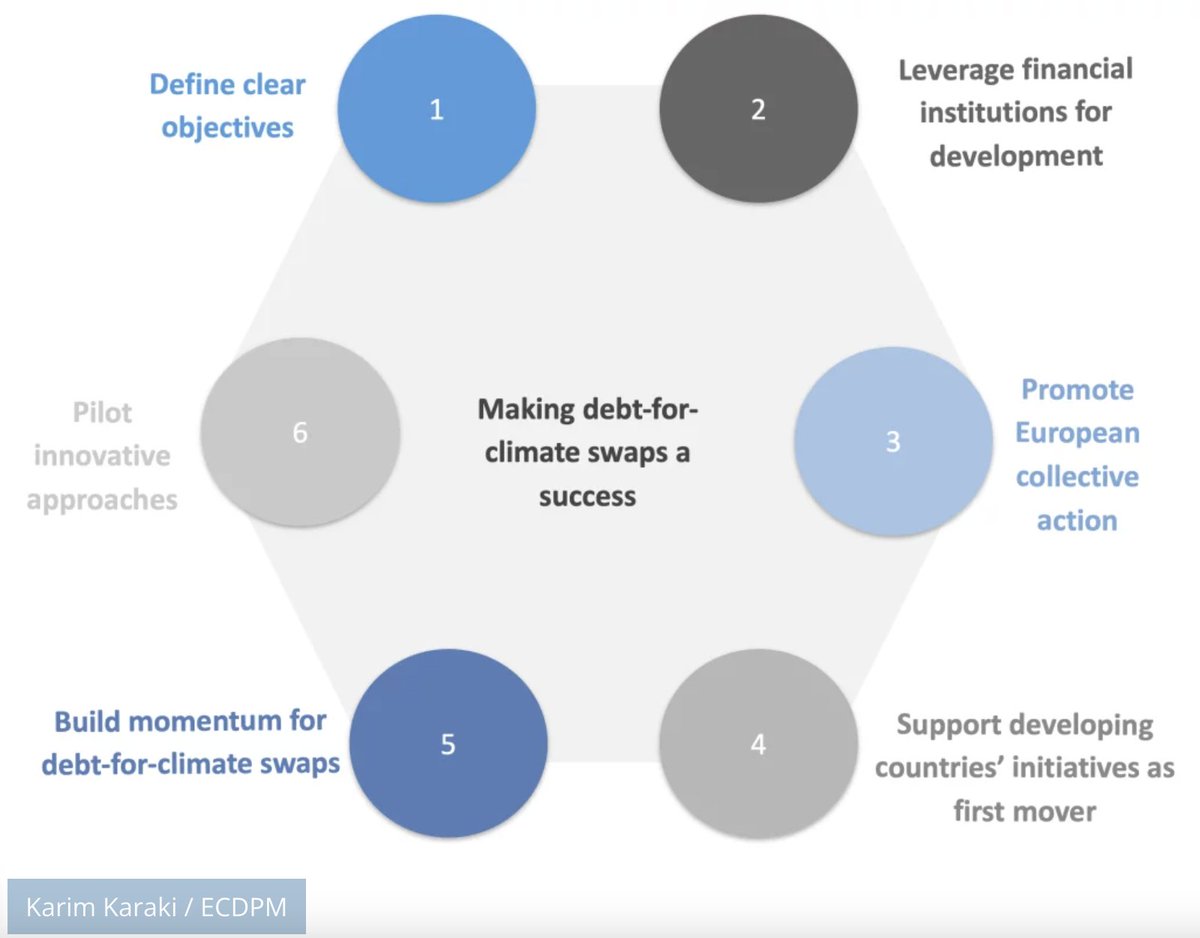 The first session of the #COP27 was on debt-for-climate swaps organised by <a href="/IIED/">IIED</a>. 

To move from words to action &amp; make them a success, we put forward 6 recommendations for European countries and the EU
ecdpm.org/work/debt-refo…