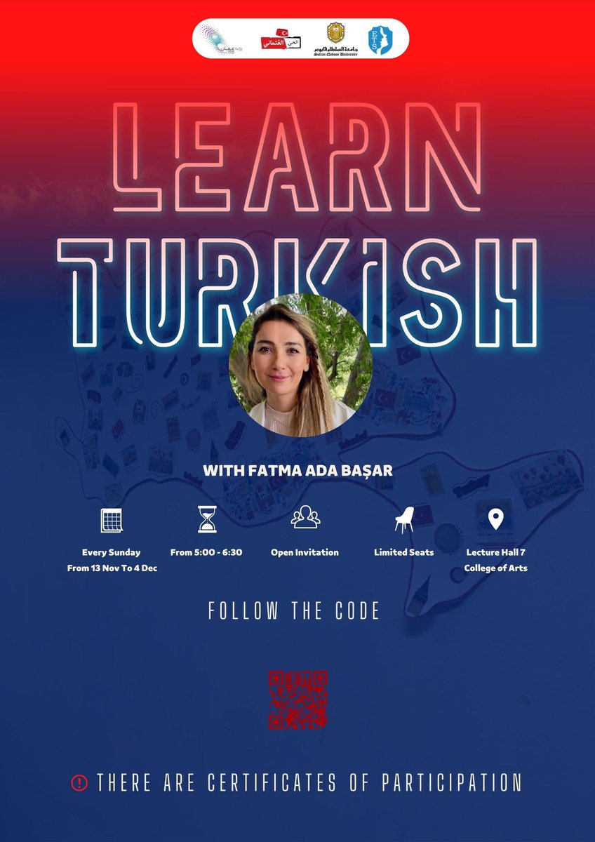 TURKDISTRICT's tweet photo. من اجل تعزيز الثقافة والمعرفة العامة التركية 🇹🇷، الحي العثماني يقدّم لكم ورش تعليمية كل يوم أحد من 13 نوفمبر - 4 ديسمبر. للمهتمين بتعلم لغة جديدة او ثقافة جديدة، سَنسعد بلقائكم 🇹🇷🤩

رابط التسجيل 👇🏻

https://t.co/ZMYObMFmKd

@SQUCOFFEE 
@Squ_2013 https://t.co/DRmbG0893f