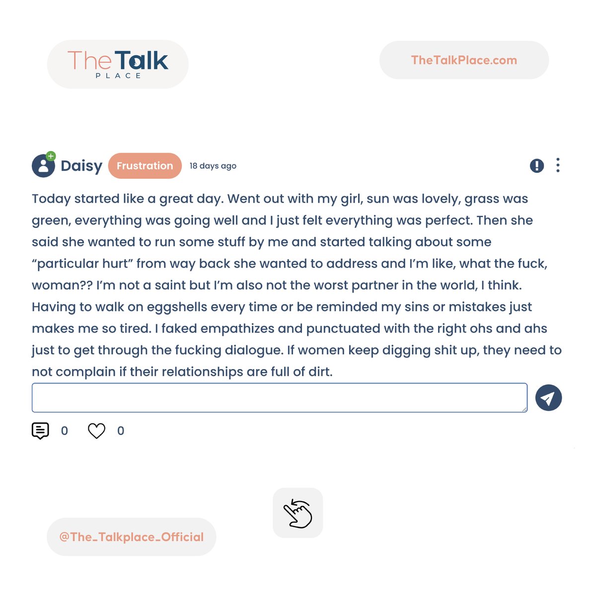 the_talkplace's tweet photo. Okay, what do you think? 😁😁 Was she being "extra" - or it was okay to express her feelings? Share your thoughts👉: https://t.co/8opsp4Lek2

At https://t.co/U9ZbeeZNOM, You're Anonymous.
#thetalkplace #secretconfession #relationships #fight #understanding #couples #quarrel #love https://t.co/5QhATjpE7f