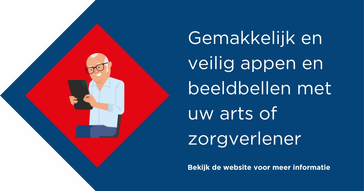 Als we geen lichamelijk onderzoek hoeven te doen, bieden wij de mogelijkheid aan om de afspraak digitaal te doen. U kunt bijvoorbeeld beeldbellen met uw zorgverlener of online een vraag stellen. Hiervoor gebruiken wij de BeterDichtbij app. Meer weten? bit.ly/3TjCigE