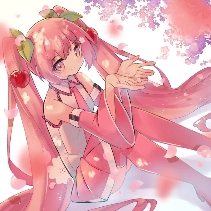 舞い散る桜の中で#初音ミク 