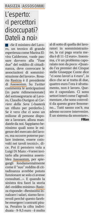 Fase 2 del #Rdc: convocate le #Apl! Così oggi il Presidente <a href="/rasizza/">Rosario Rasizza</a> intervistato su <a href="/ilgiornale/">ilGiornale</a> rivolgendosi al nuovo Ministro del #Lavoro <a href="/CalderoneMarina/">Marina Calderone</a>. L'obiettivo è quello di avviare una nuova sinergia con il #pubblico, sia per i percettori che sulle più attuali tematiche.