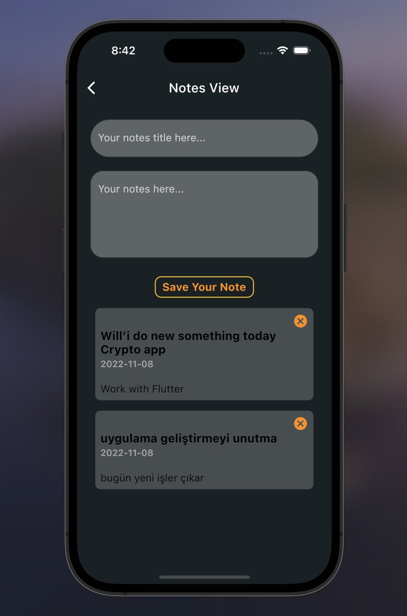 Merhaba
Flutter ile crpyto ve not kaydedebileceğiniz, üye olup daha sonra notlarınızı yeniden görüntüleyip düzenleme yapabileceğiniz sade bir UI geliştirdim, benim gibi Flutter'a yeni başlamış arkadaşlara ilham olabilir.
Source code =>
github.com/kemalceliktas/…
<a href="/Flutter_Turkiye/">Flutter Türkiye 💙</a>