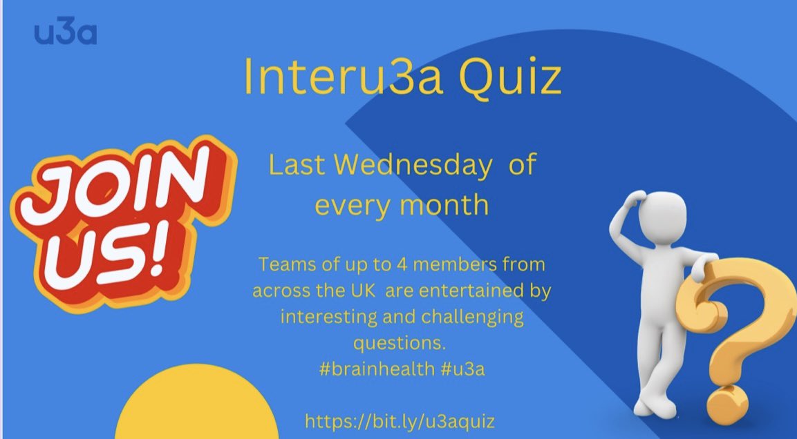Quizzers!!!! <a href="/u3a_UK/">u3a</a> #quizzing #u3a #somethingtodoonadarknight #brainhealth bit.ly/u3aquiz