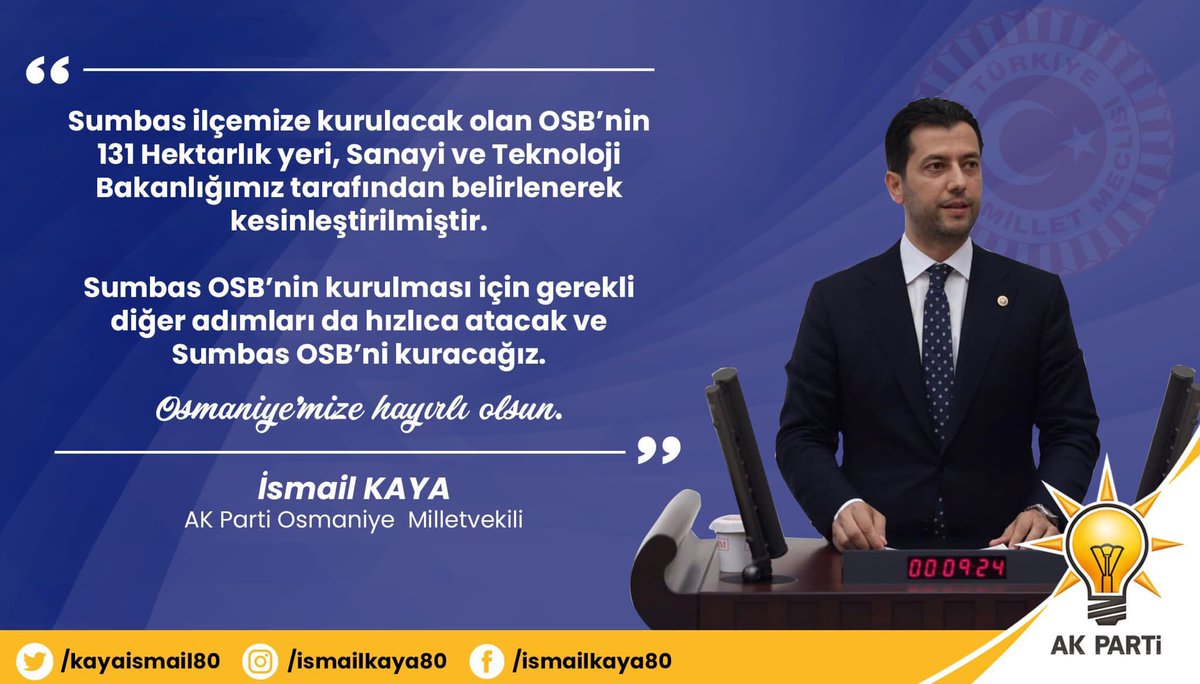 Sayın vekilim <a href="/kayaismail80/">İSMAiL KAYA 🇹🇷</a> İlimiz için verdiğiniz emeklerinize şahidiz Allah razı olsun, Sumbas OSB memleketimize şimdiden hayırlı olsun.