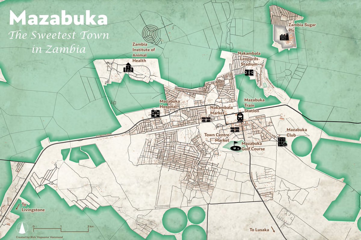 Day 8 of the #30DayMapChallenge <a href="/openstreetmap/">OpenStreetMap</a>: #Map of Mazabuka, #Zambia, The Sweetest Town in Zambia. #cartography #qgis #openstreetmap