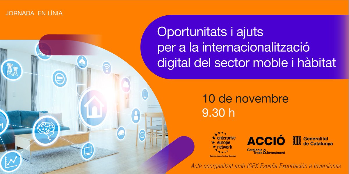 📢Ets del sector moble i hàbitat? Vols trobar nous clients internacionals?

En aquesta sessió descobriràs programes de suport d'<a href="/icex_/">ICEX</a> per entrar en els marketplaces B2B més importants del sector i coneix l'experiència de <a href="/kriskadecor/">Kriskadecor</a>

📆10/11
⏲9:30h

➕
agenda.accio.gencat.cat/cercador/-/act…