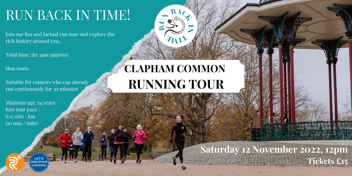 LONDON RUNNING TOUR : Clapham Common!! Join us this SATURDAY 12th Nov as we RUN BACK IN TIME! Fun, factual, fitness at a leisurely pace! Tickets only £15 eventbrite.co.uk/e/run-back-in-…

#clapham #claphamcommon #running #historicaltour #runtour