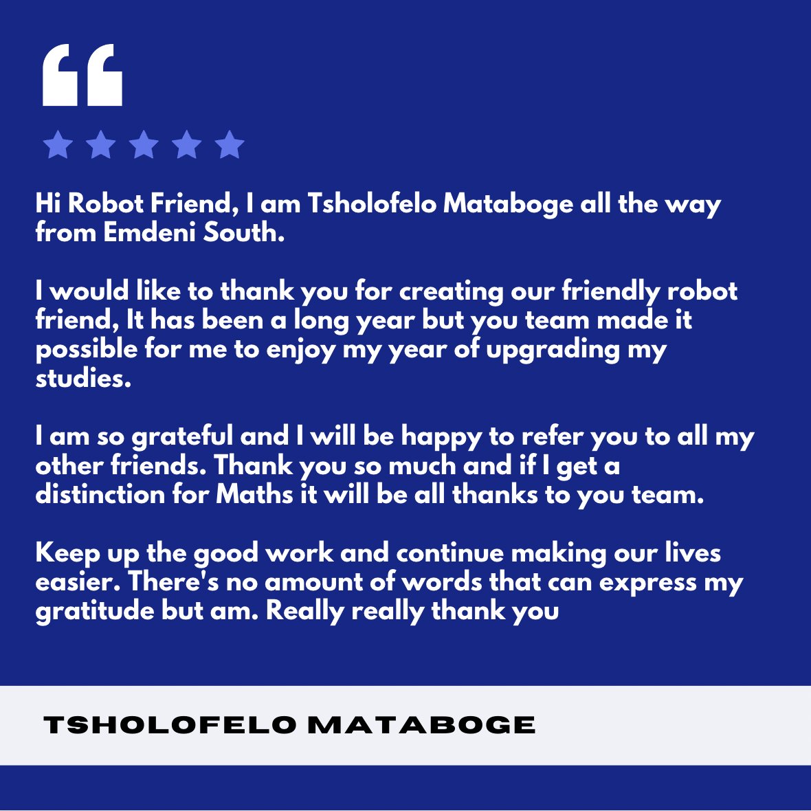 foondamate's tweet photo. Students in 🇿🇦 are writing their Matric exams — the exams that determine whether they get into university or not.

This is a really stressful time for students, but we're supporting them in every way we can ❤️

Good luck to the Matric class of 2022, we're here for you 🚀💯 https://t.co/fECqVn7aLd