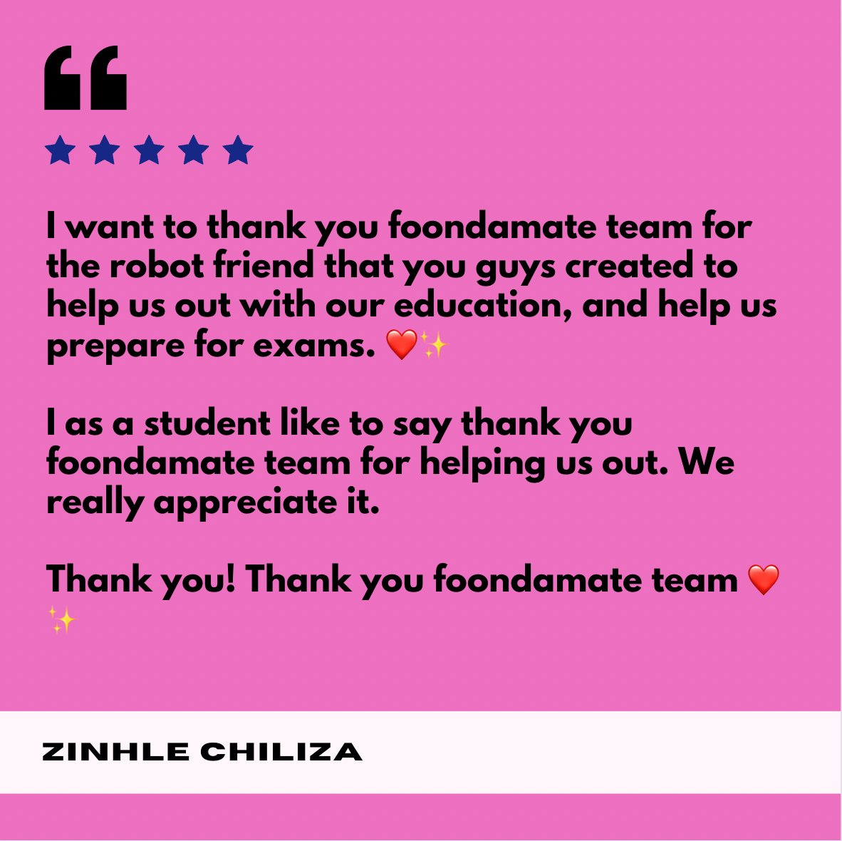 foondamate's tweet photo. Students in 🇿🇦 are writing their Matric exams — the exams that determine whether they get into university or not.

This is a really stressful time for students, but we're supporting them in every way we can ❤️

Good luck to the Matric class of 2022, we're here for you 🚀💯 https://t.co/fECqVn7aLd