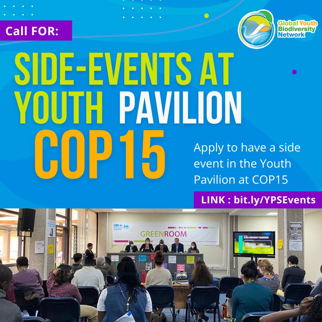 GYBN_CBD's tweet photo. Space for your voice at #COP15!!! ✊🏾  

The Youth Pavilion at COP15 by GYBN provides a space for individuals and organizations to organize short side events on topics of their interest and choice. 
⬇️⬇️⬇️  
🚨 More information and application Here: https://t.co/AUUkek4zpQ https://t.co/UoK2FCPU3R
