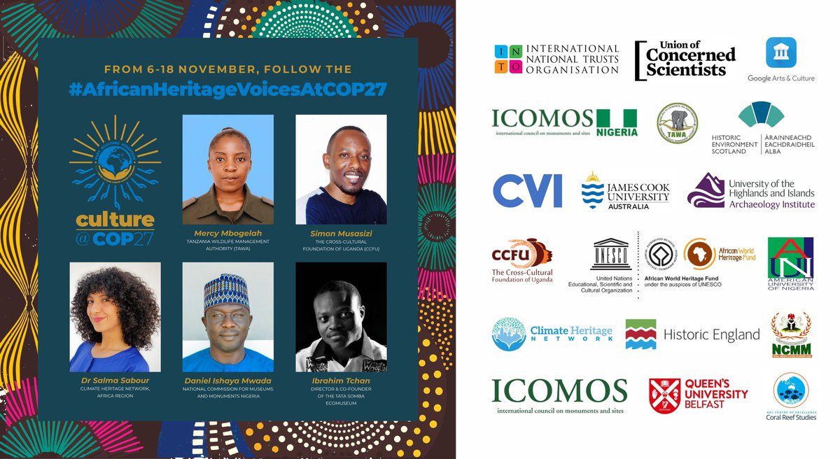 COPs need cultural voices &amp; the African COP needs African cultural voices. Now meet 5 who have traveled to #COP27 to share African lessons for tackling a crisis their continent didn't cause but is surely feeling. Follow their remarkable journey via #AfricanHeritageVoicesCOP27🌍
