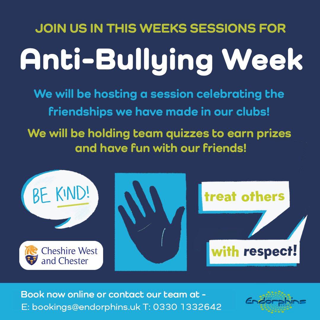 ⭐️Anti Bullying Week⭐️

Our theme for this week has been announced- Special week as we will be celebrating all the friendships made! 

Booking is essential ⬇️⬇️
endorphins.uk/events-page/