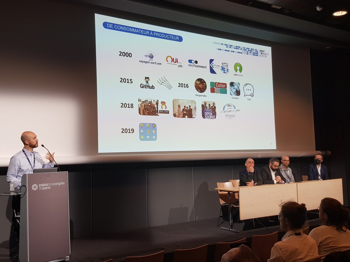 SimonClavier's tweet image. #OSXP2022 4e Conférence du track &quot;Gouvernance et #OSPO&quot; : 5 témoignages croisés de membres de tosit.fr @TOSITOpenSource sur l&apos;Adoption, La Contribution et la mise en place d&apos;un #OSPO
avec @SNCFConnectTech
@enedis
@SocieteGenerale @Orange_France #PoleEmploi