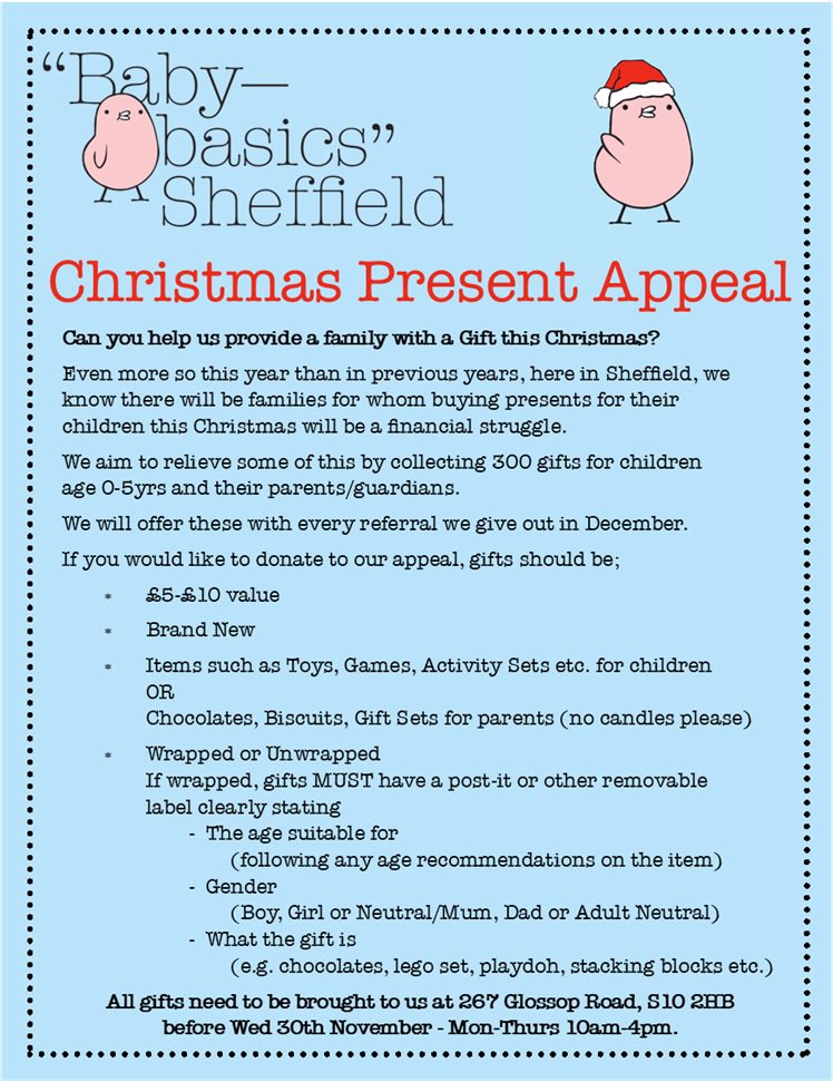 SheffieldBasics's tweet photo. Another selection of presents have arrived today so we now have 88!!
We are loving seeing the pile grow! 🎁
#christmas #presentappeal #giftsforfamilies #supportingfamilies #supportinglocalcharities #babybasics #sheffield https://t.co/tz9pq5ZSMe