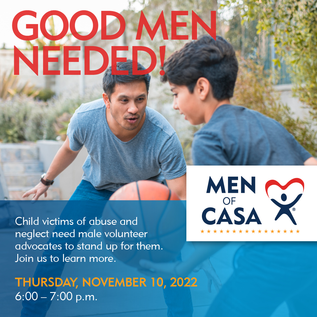 Know a good guy with a big heart for kids? 💙 Someone who would make a terrific volunteer? Introduce him to Dallas CASA!  

Register to join the Men of CASA for a special (virtual) new volunteer info session Nov 10 at 6p
Sign up DallasCASA.org 

#fostercare #menofcasa