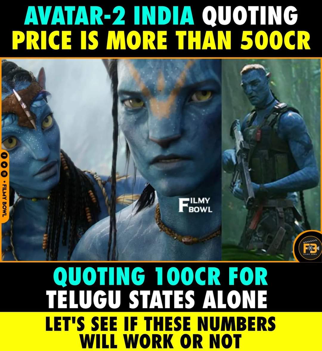 FilmyBowl's tweet photo. Can #Avatar2 collect 100cr in Telugu states?

#AvatarTheWayOfWater #JamesCameron #FilmyBowl @SatishKTweets https://t.co/knWuX2pT3S