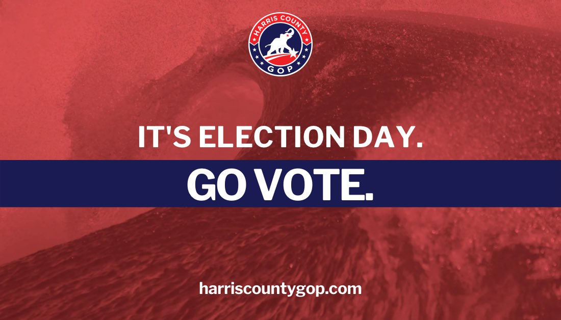 HarrisCountyRP's tweet photo. It’s ELECTION DAY! Polls are open 7 AM - 7 PM. Every vote matters in this close election. Get to the polls and spread the word to your friends and family! 

Visit https://t.co/mCi2rZDKWG for our Voter Guide. Check https://t.co/5g3MSC0JES for polling locations and wait times. https://t.co/7R34CCPLgB