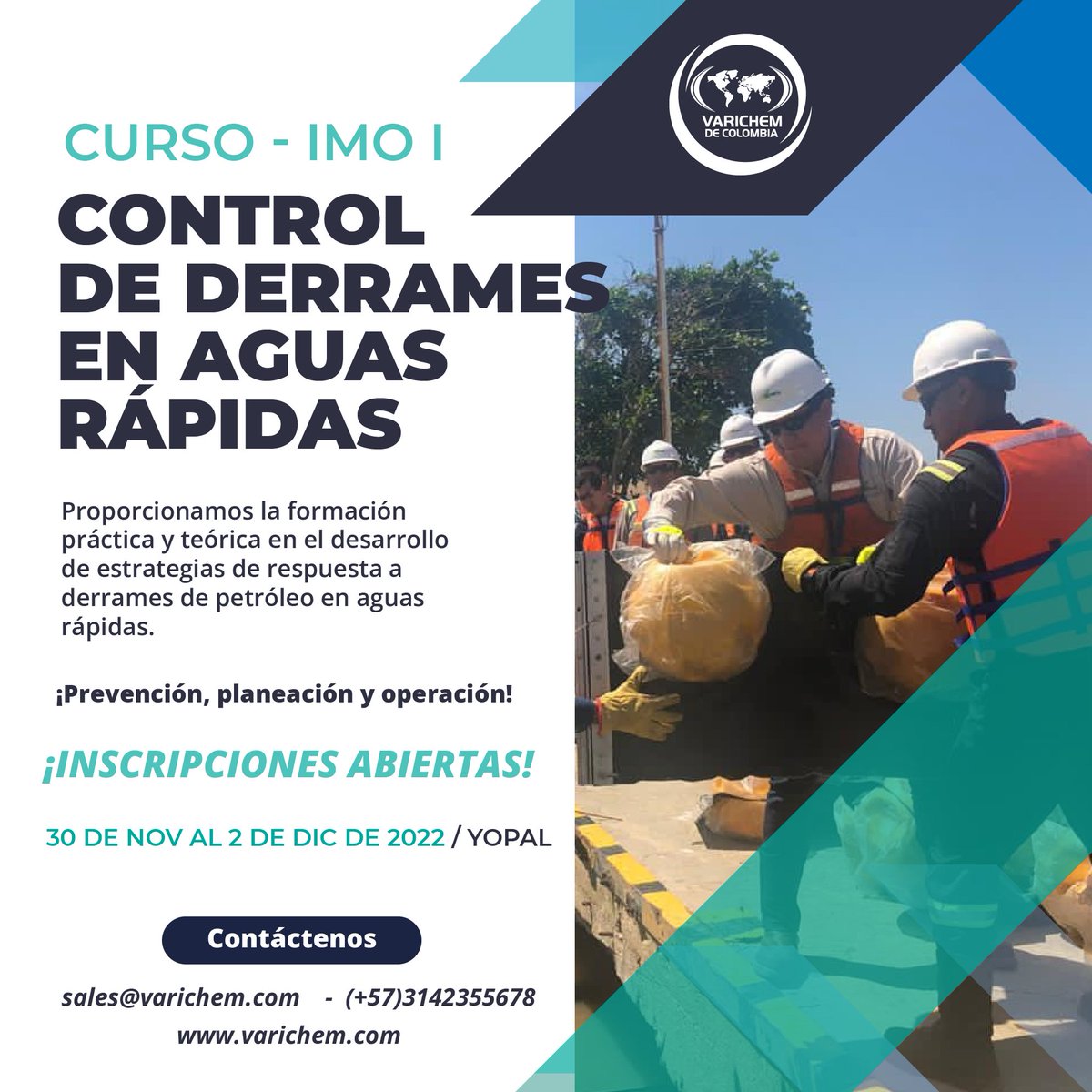 Varichem de Colombia (@varichemcol) on Twitter photo Curso IMO I Control de Derrames en Aguas Rápidas
Prográmate:
📍Yopal
📆 30 de Noviembre al 2 de Diciembre
¡Inscripciones abiertas!
Para mayor información contáctanos:
📧Sales@varichem.com
📱+57 314 334 0214
🌐varichem.com
¡Los esperamos! 👷🏻👷🏻♂️👷🏻♀️
#IMO #capacitacion Curso IMO I Control de Derrames en Aguas Rápidas
Prográmate:
📍Yopal
📆 30 de Noviembre al 2 de Diciembre
¡Inscripciones abiertas!
Para mayor información contáctanos:
📧Sales@varichem.com
📱+57 314 334 0214
🌐varichem.com
¡Los esperamos! 👷🏻👷🏻♂️👷🏻♀️
#IMO #capacitacion