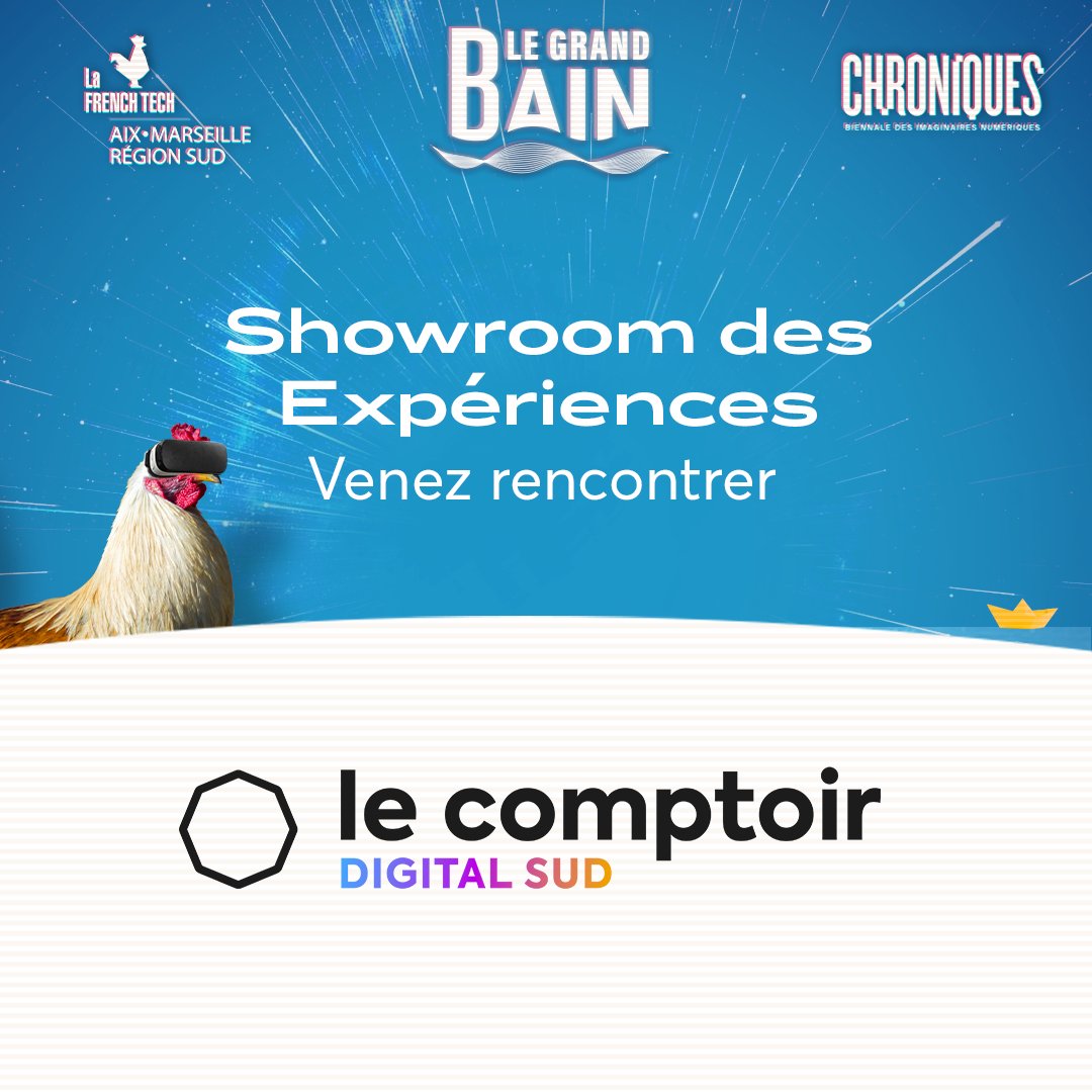 🤿🔥 #GRANDBAIN Le Comptoir Digital Sud sera au coeur du Showroom des Expériences 🚀

Venez rencontrer ce collectif des digital makers au service des grands groupes ! 

🎟 Inscriptions 👉 legrandbain.vimeet.events/fr/question/435