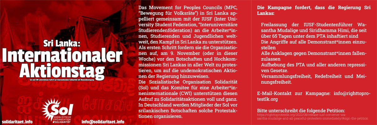Welikumbura's tweet photo. .@solcwi declared their support on @IUSFSL call for the International Day of Action on the 9th & they are calling for a protest in front of @GermanySrilanka.
#lka #SriLanka #Germany #IntDayOfAction #StopOppressionLK #RightToProtest #sol #cwi https://t.co/9kYxv6JSUR