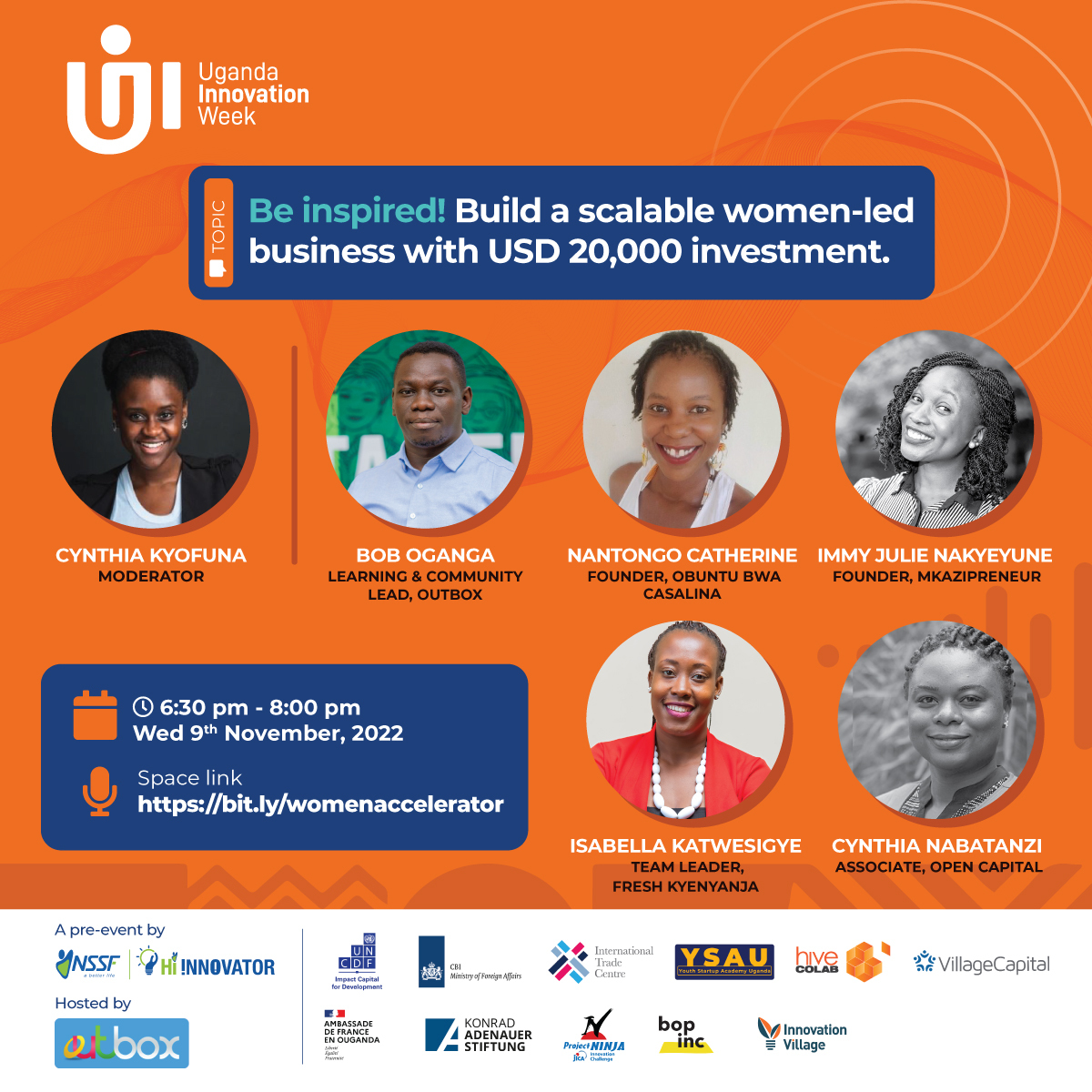 Our first pre-event discussion is officially kicking off with a topic that will focus on scaling women-led businesses.

This will be hosted by Outbox Uganda live on Twitter spaces tomorrow, Wednesday, from 6:30 pm.

Follow this conversation on bit.ly/womenaccelerat… 

#UIW2022