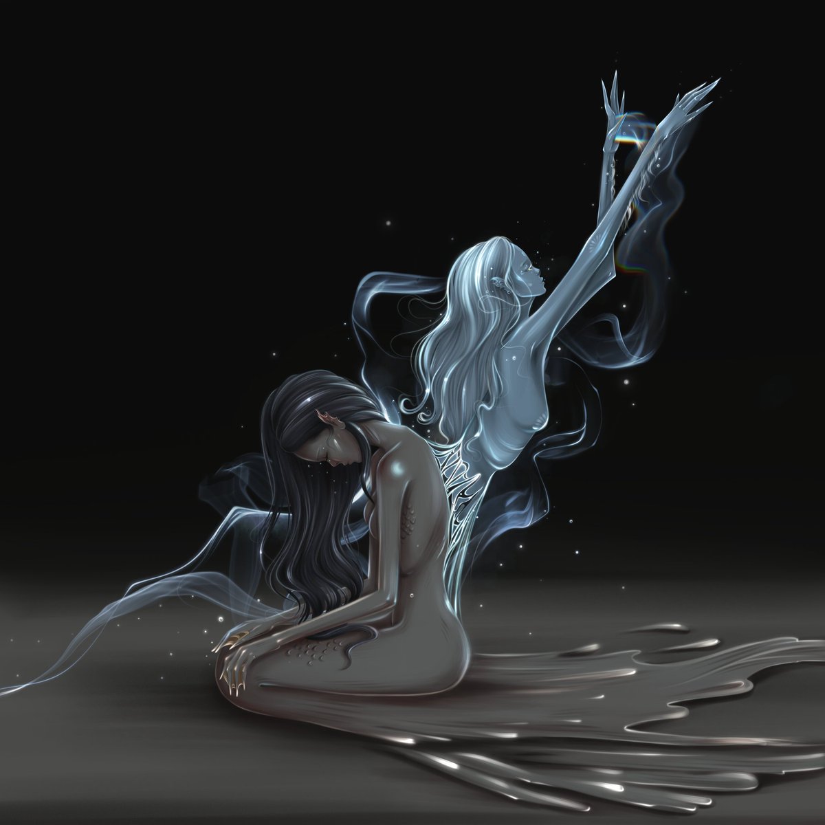 I'm so excited, meet my new sea painting, world 🥹❤ 

✨ REINCARNATION ✨

The sea soul is immortal and is able to move into another body. Consciousness, like a haze, separates from the lifeless shell in the absolute emptiness and embarks on an eternal dance...

0.15 E 
Link⬇️