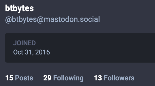 screenshot of me joining mastodon.social on Oct 31, 2016