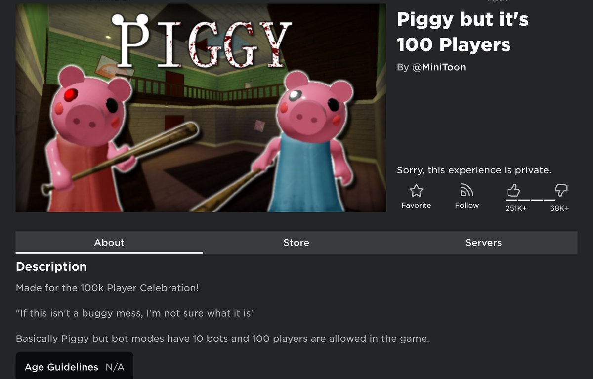 Piggy News on X: ⚠️PIGGY 100 PLAYERS⚠️ “Piggy but it's 100 Players” has  been set to private for an unknown reason.  / X