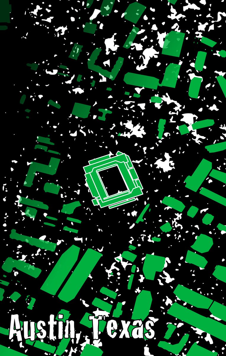 CoyoteCarto's tweet photo. Was playing around with some @AustinFC inspired #map design last night centered on Q2 Stadium; thought it was a neat idea. #cartography #qgis #austin https://t.co/cUtTtCUlr7