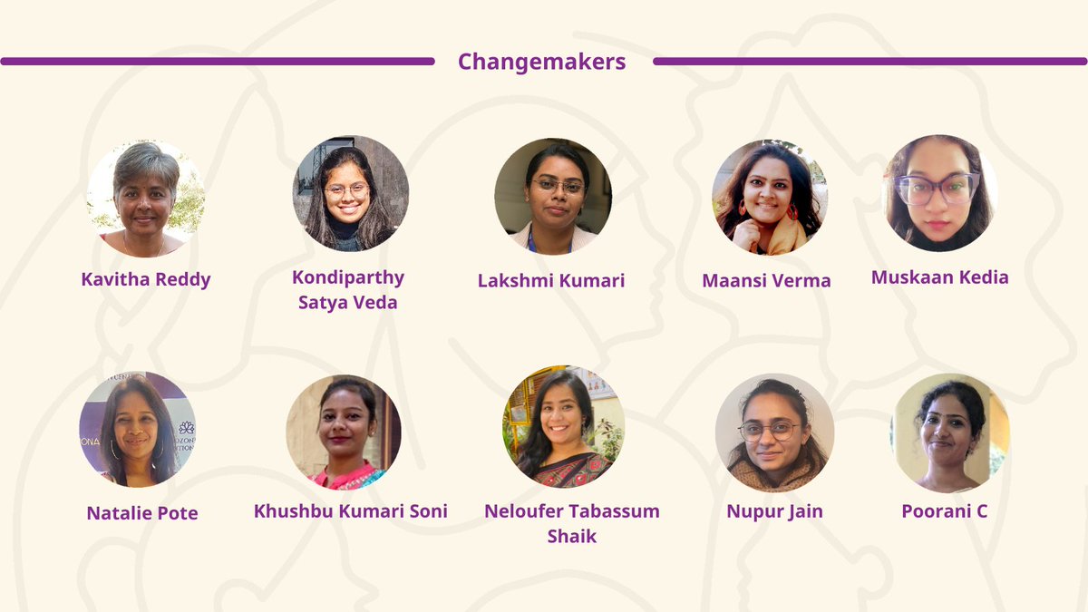 ChangeOrg_India's tweet photo. 🥁🥁🥁
We are thrilled to introduce you to the 8th Cohort of She Creates Change India! These 28 #changemakers will embark on an enriching journey of change towards leading powerful digital campaigns.
#shecreateschange #women #change #Rights #Campaign #TrendingNow #Trending https://t.co/Q1YzzwXmKu