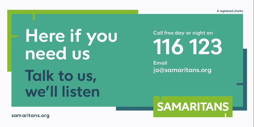 CLSamaritans's tweet photo. Our branch is now closed due to a significant roof leak. However, our phone lines are still open. You can call us anytime on 📱116 123 or email 📧jo@samaritans.org https://t.co/pWrHjGTdzk